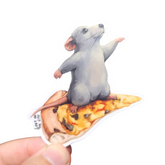 Surfing Pizza Rat Sticker
