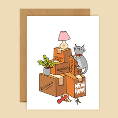 New Home - Stack of Boxes - Congrats Greeting Card