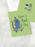 Rad Rat Birthday Skater Greeting Card