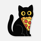 Black Cat With A Slice Of Pepperoni Pizza Sticker
