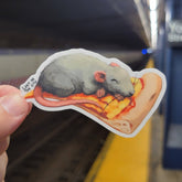 Sleepy Pizza Rat Sticker