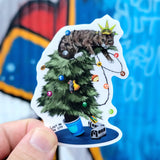 Christmas Tree Cat Sticker