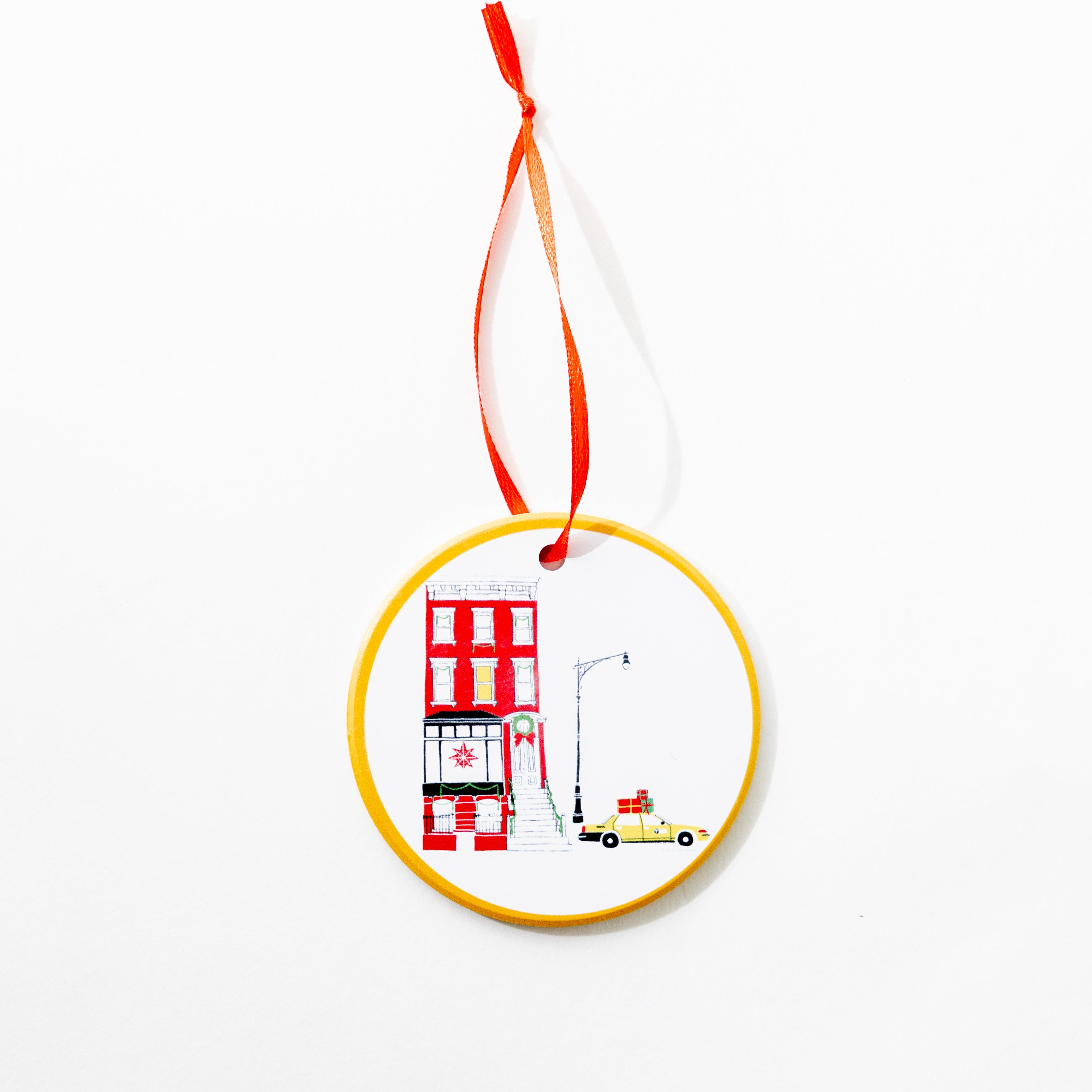 Claudia Pearson artist ornament ceramic ornament brownstone and taxi