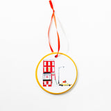 Claudia Pearson artist ornament ceramic ornament brownstone and taxi