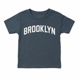 Brooklyn T-Shirt Heather Navy Blue with Silver Letters