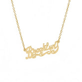 Brooklyn Nameplate Necklace - Gold Plated