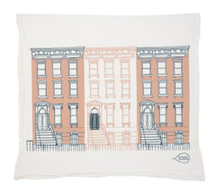 Pink Brooklyn Brownstone Tea Towel