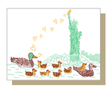 Lady Liberty & Happy Ducks Greeting Card
