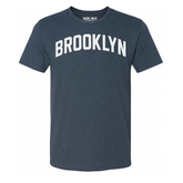 Brooklyn T-Shirt Heather Navy Blue with Silver Letters