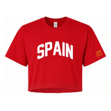 Cropped SPAIN Red T-Shirt with White Letters