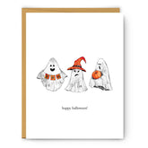 Three Ghosts Happy Halloween - Halloween Greeting Card