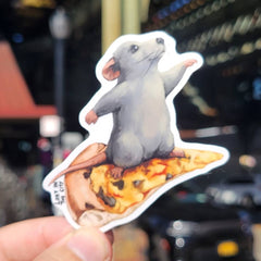 Surfing Pizza Rat Sticker