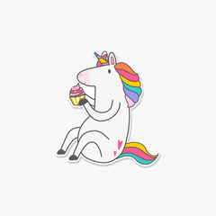 Unicorn Eating a Cupcake Sticker