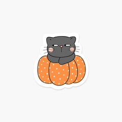 Cat On A Pumpkin Sticker