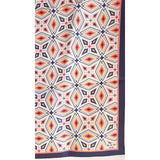Geometric Meskel Ethiopian Pattern Silk Scarf - Coral & Navy
