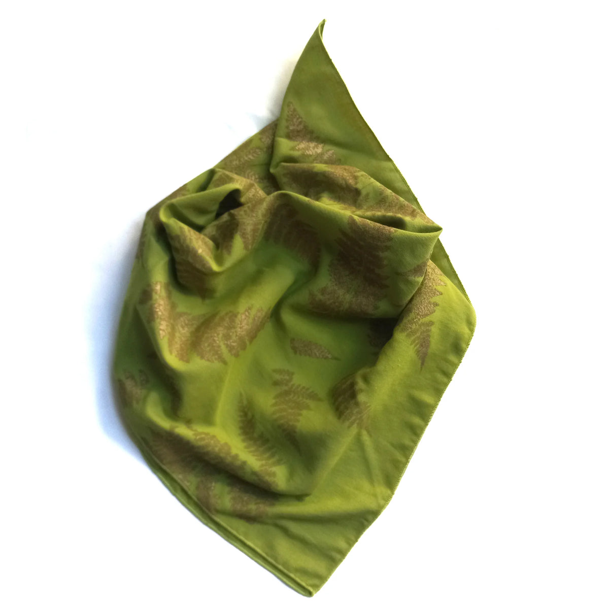 Pea Green Cotton Fern Printed Bandana