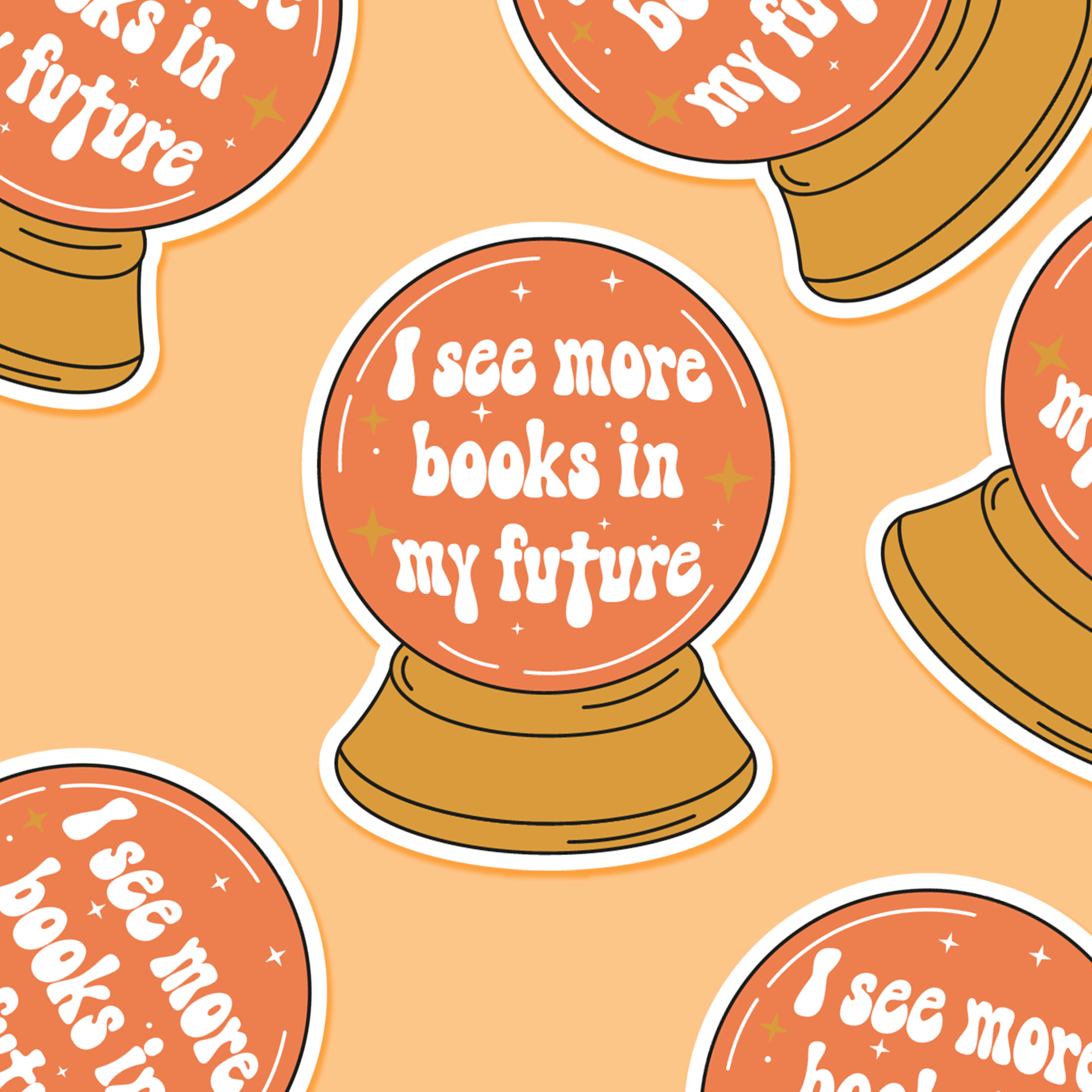 Crystal Ball I See More Books In My Future Sticker