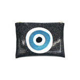 Evil Eye Midi Clutch! Black Glitter Vinyl Bag