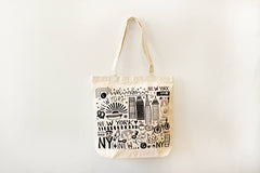 New York City Canvas Tote Bag with Zipper Closure