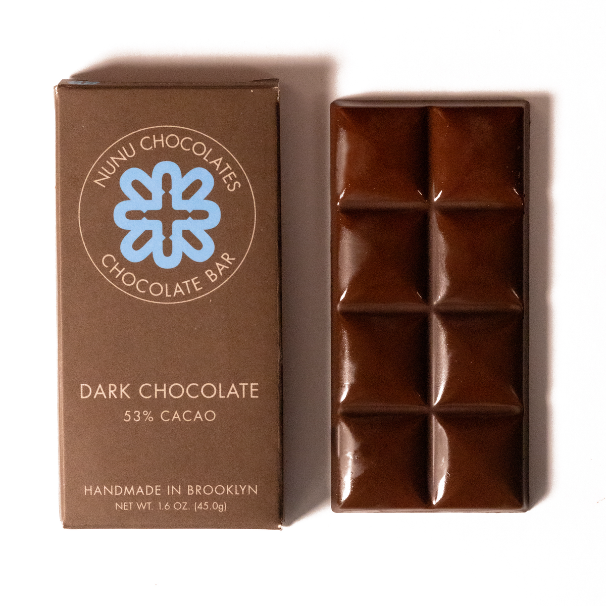 Nunu Chocolates 53% Dark Chocolate Bar - Vegan & gluten free