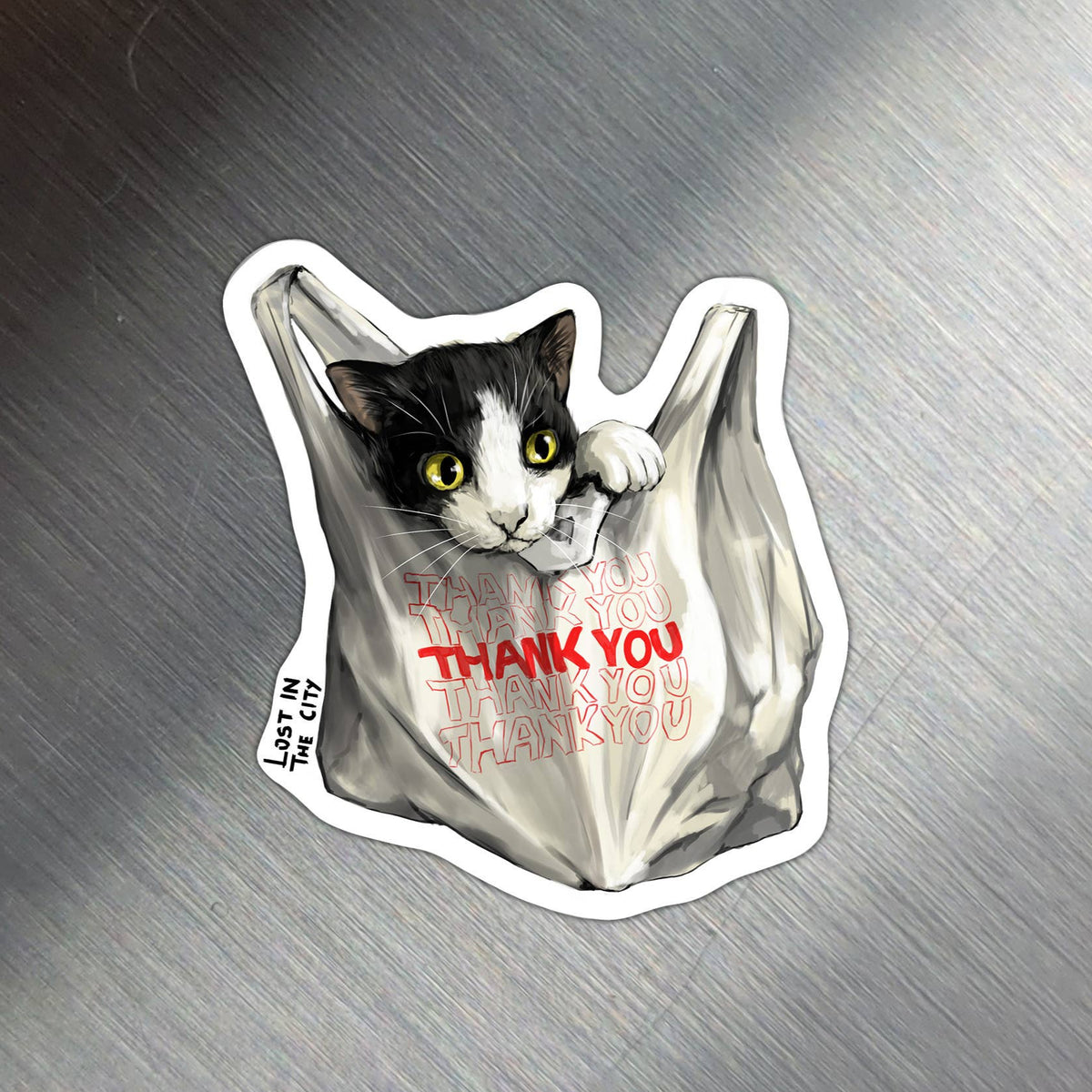 Bodega Cat in a Bag Magnet