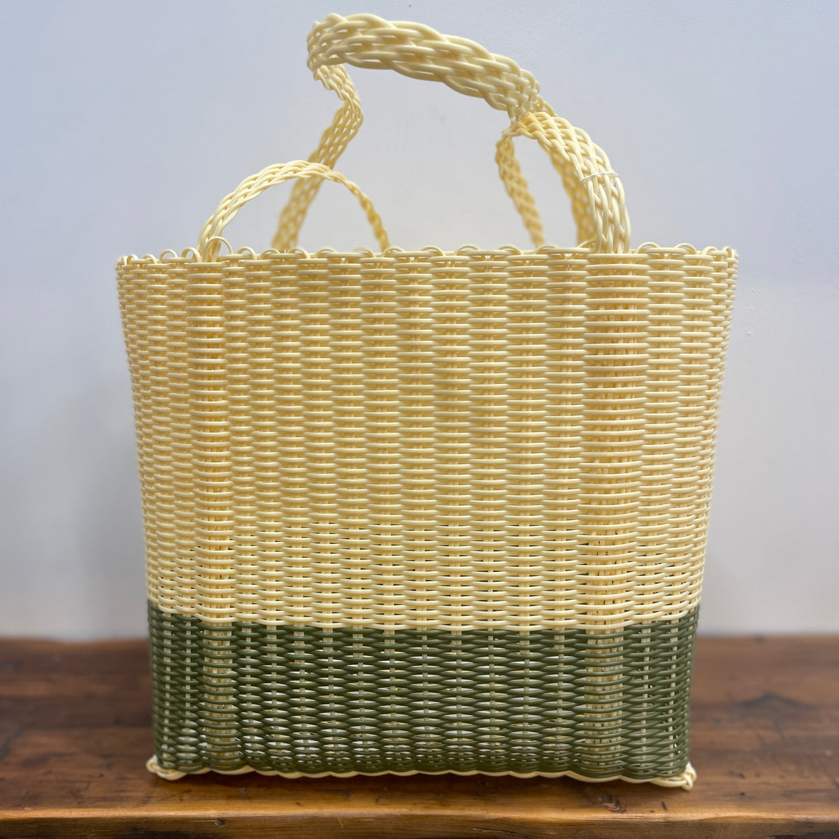 Costa Tote - Cream with Green Base