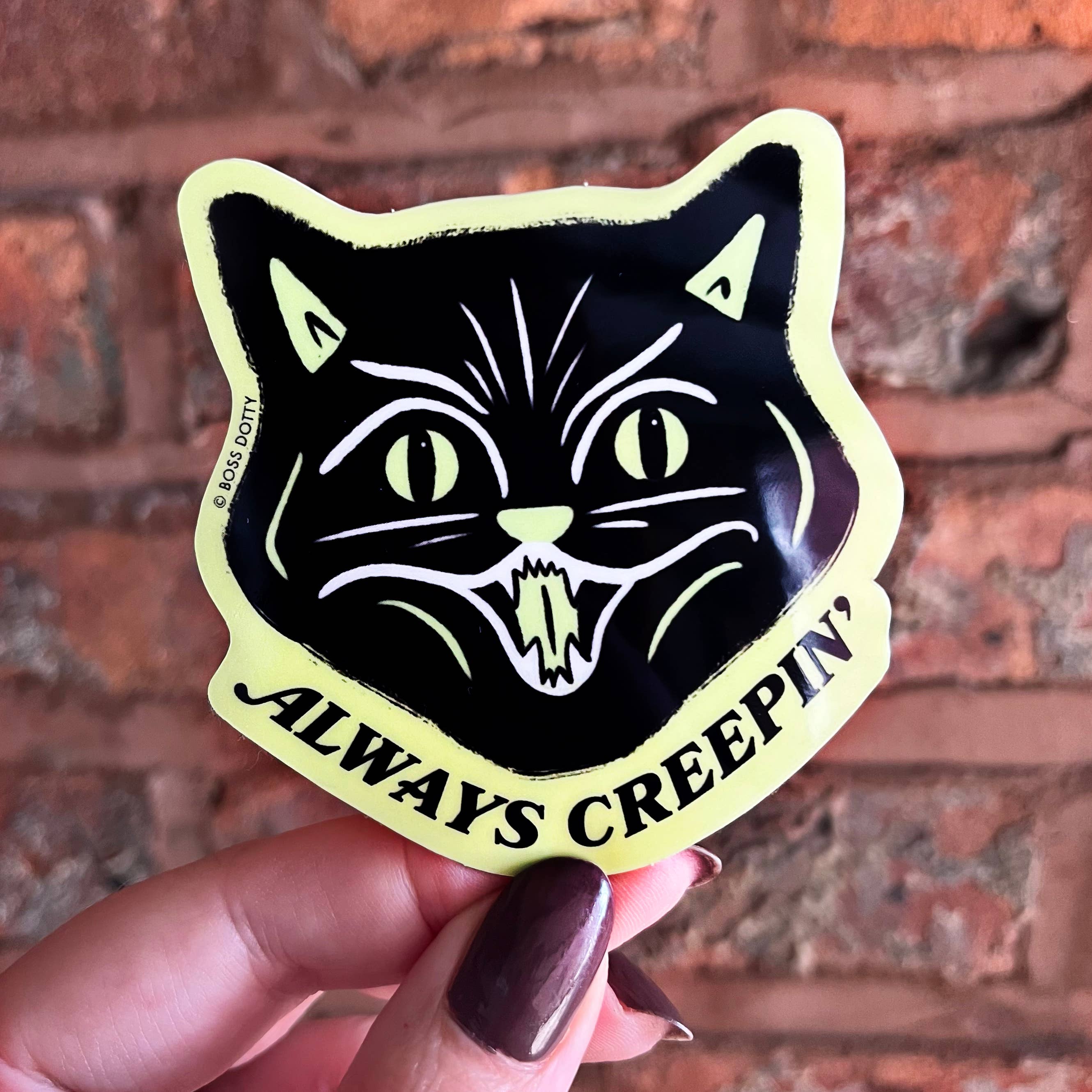 Glow In The Dark Creepy Cat Sticker