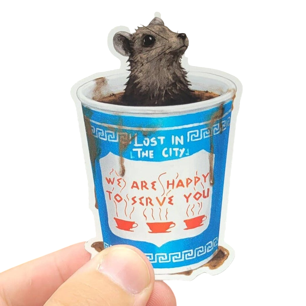 Coffee Lover Rat Sticker