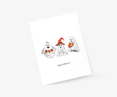 Three Ghosts Happy Halloween - Halloween Greeting Card