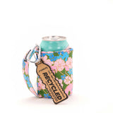 Pink Blue Floral Can Cooler Koozie with Handle