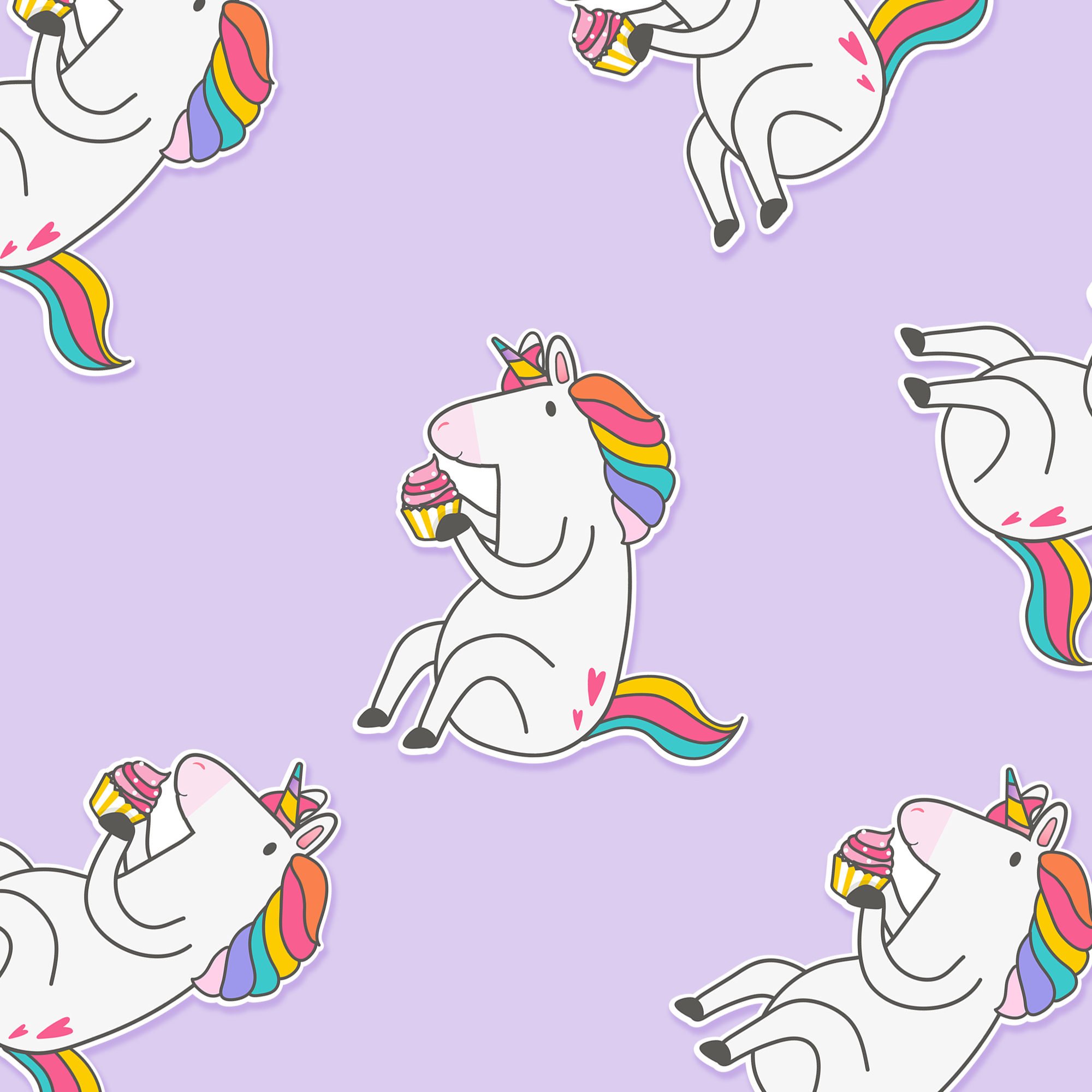 Unicorn Eating a Cupcake Sticker