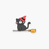 Cat on a Broomstick Sticker