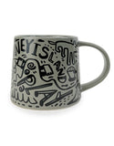 Katie Merz Olive Green Mug with Black Glyph Art