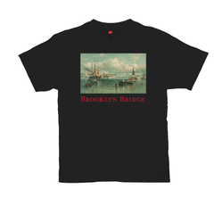 Brooklyn Bridge & Sailboats Premium Classic Black Tee