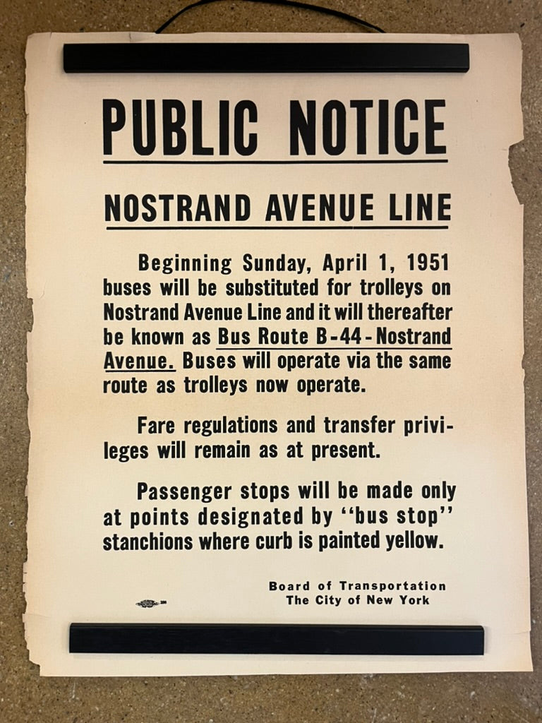 Trolley Public Notice 1951