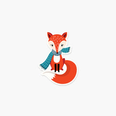 Fox Wearing A Teal Scarf Sticker