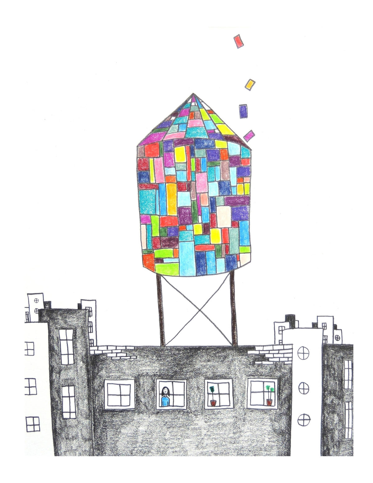 Tom Fruin Dumbo Water Tower Greeting Card