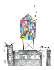 Tom Fruin Dumbo Water Tower Greeting Card