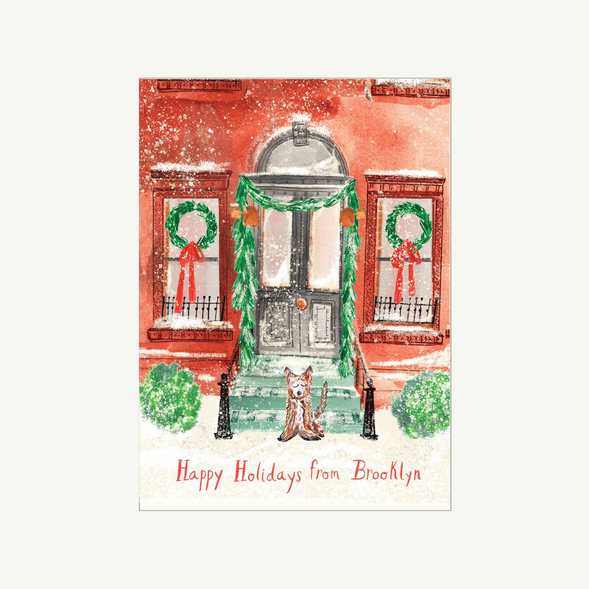 Brownstone in December - Holiday Greeting Card