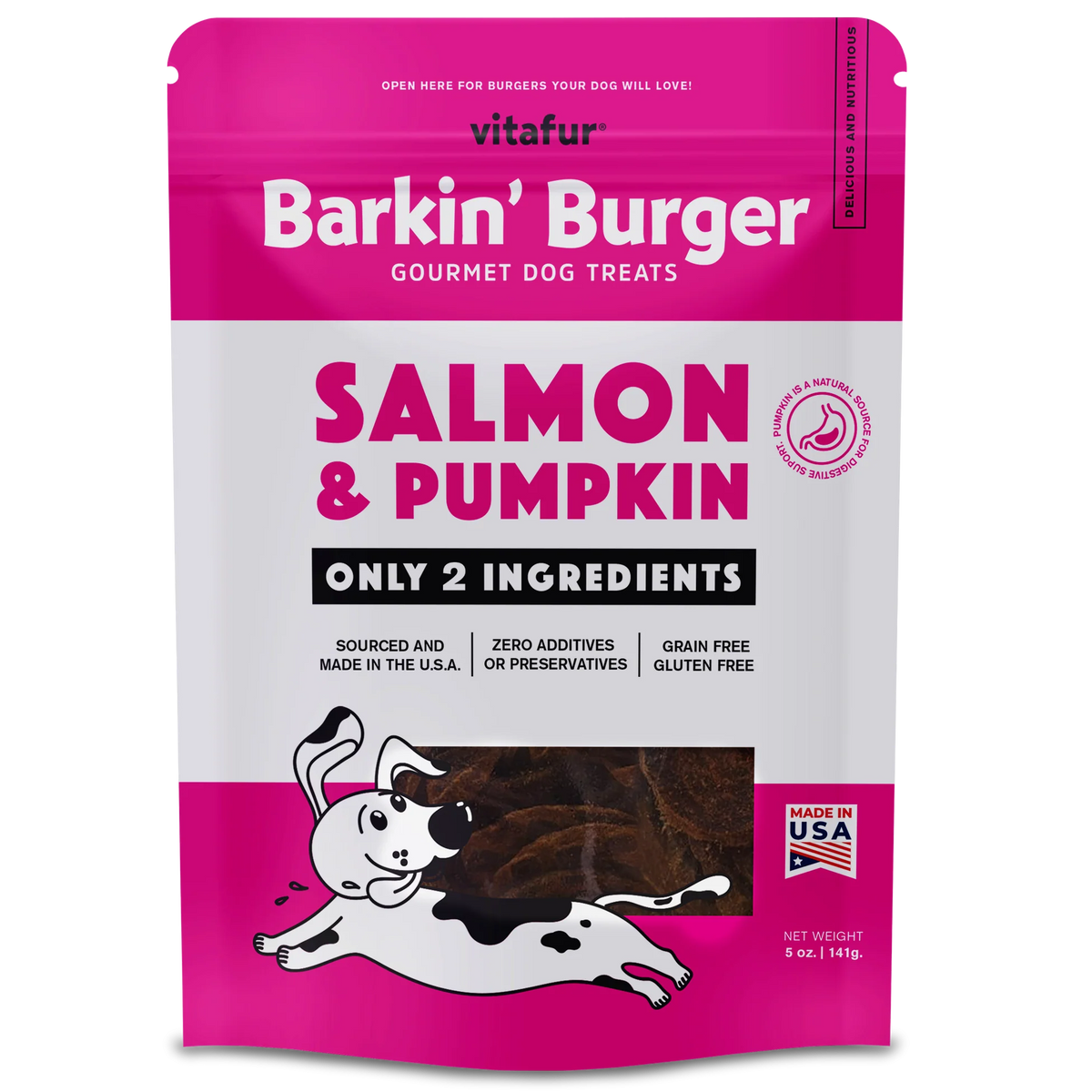 Vitafur Barkin Burger Salmon & Pumpkin Dog Treat