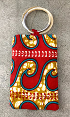 African Wax Cell Phone Bag-Red/Turq Combo