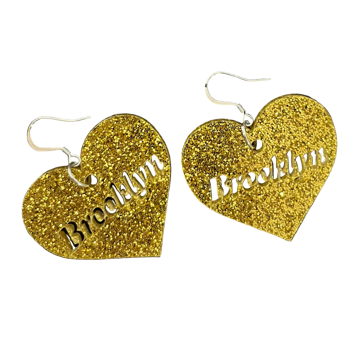 Gold Sparkle Brooklyn Heart Earrings