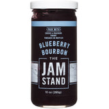 Jar of Blueberry Bourbon Jam from The Jam Stand on a white background