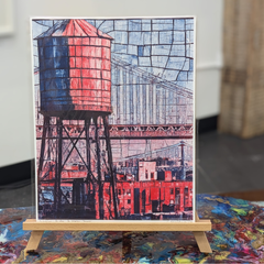 Brooklyn Bridge & Water Tower Risograph Print