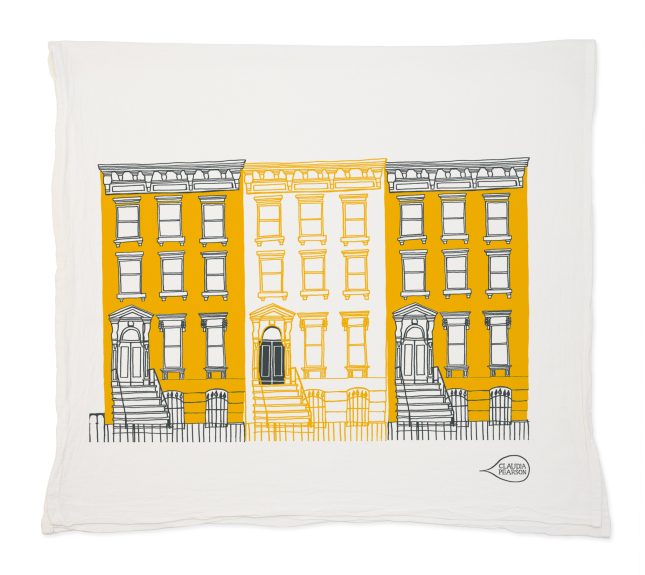 Yellow Brooklyn Brownstone Tea Towel