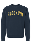 Brooklyn Crewneck Sweatshirt Navy with Gold Letters