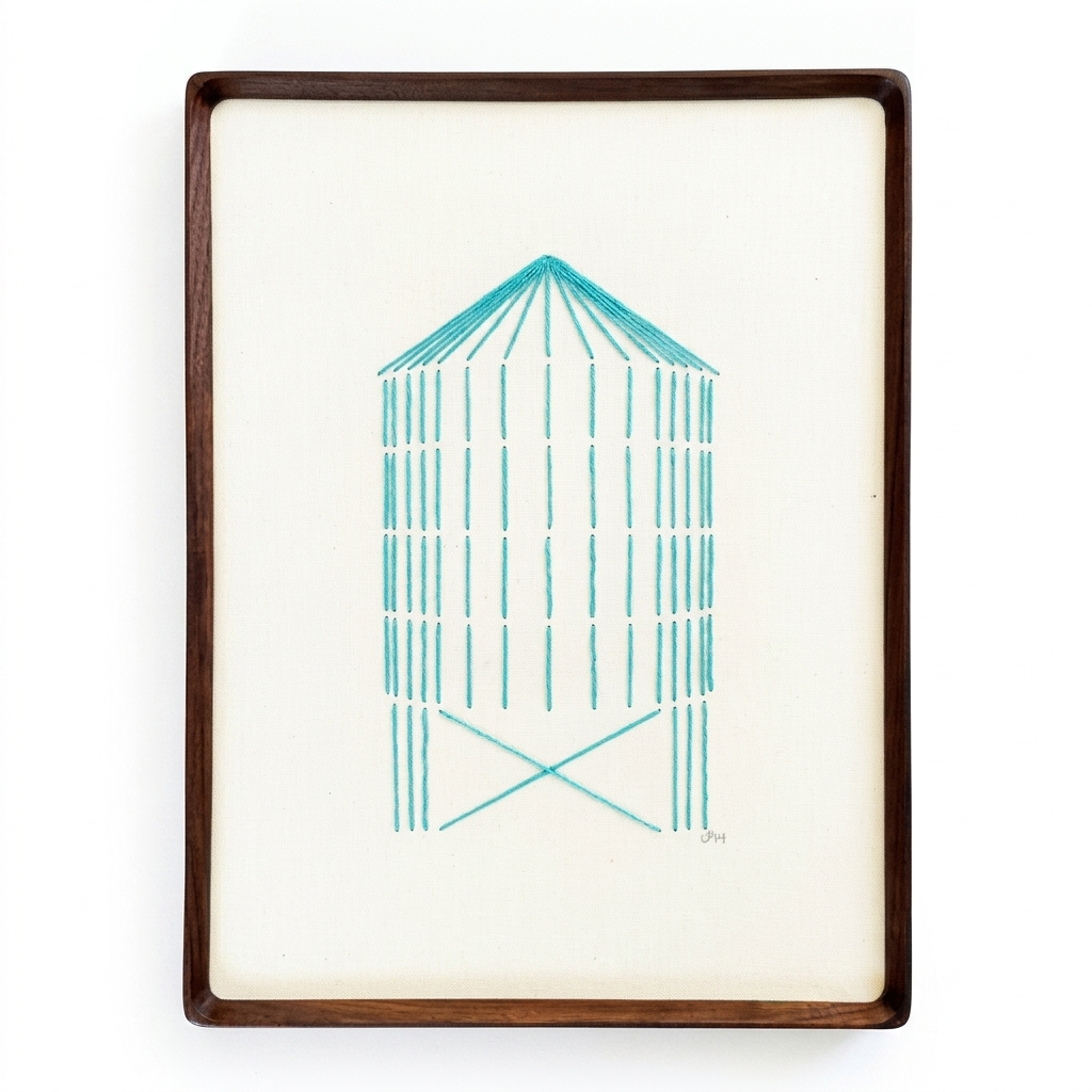 Water Tower - Hand Stitched Artwork Large