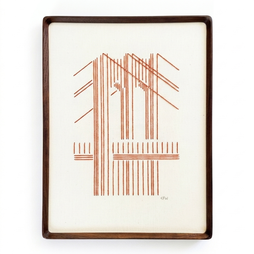 Brooklyn Bridge - Hand Stitched Artwork Large
