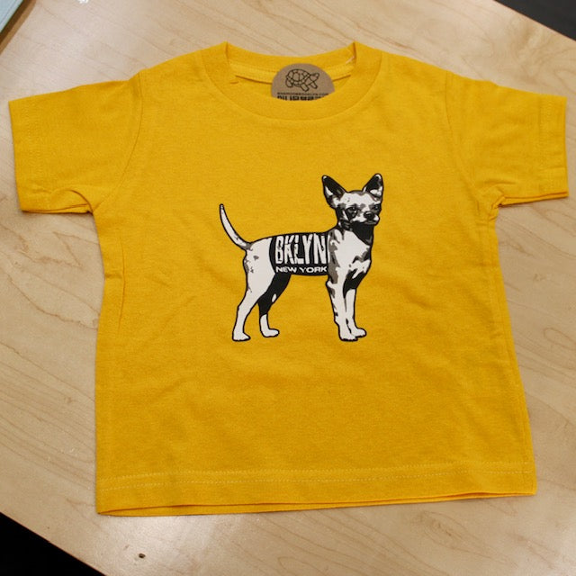 BKLYN Kids T-Shirt Dog Design | Yellow