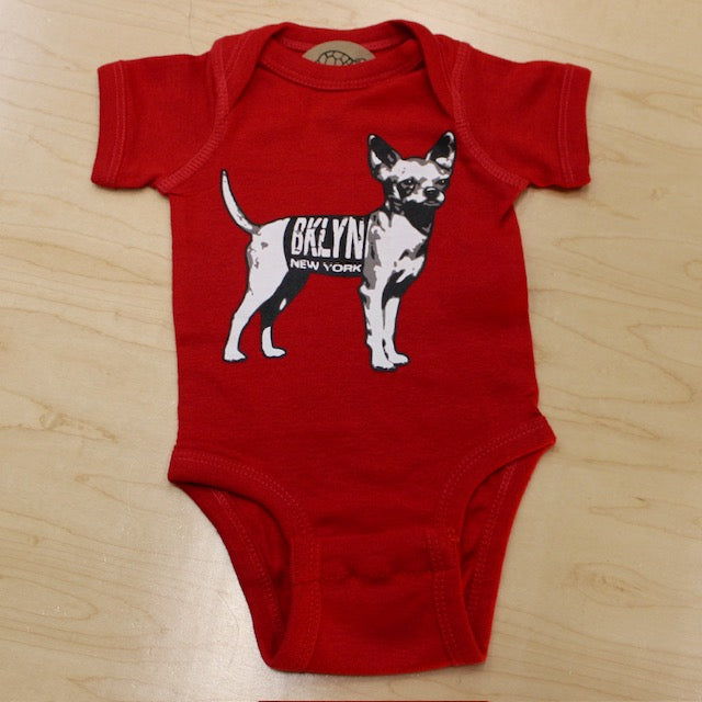 BKLYN Onesie Dog Design | Red